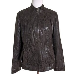 Peck & Peck Dark Brown Faux Leather Jacket